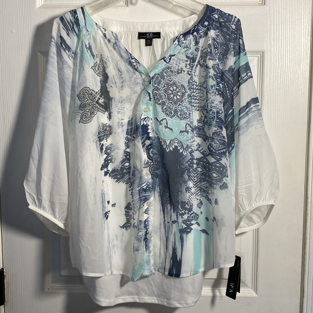 AGB Women’s Button Down Blouse, PXL